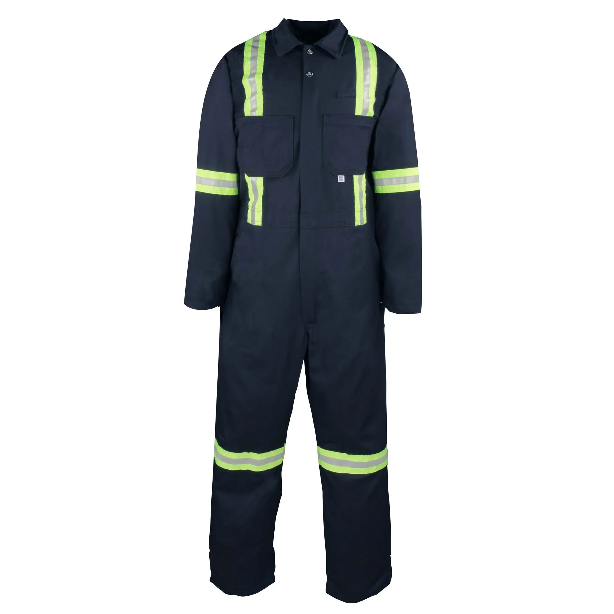 100% Cotton Industrial Work Coverall with Reflective Tape - Navy