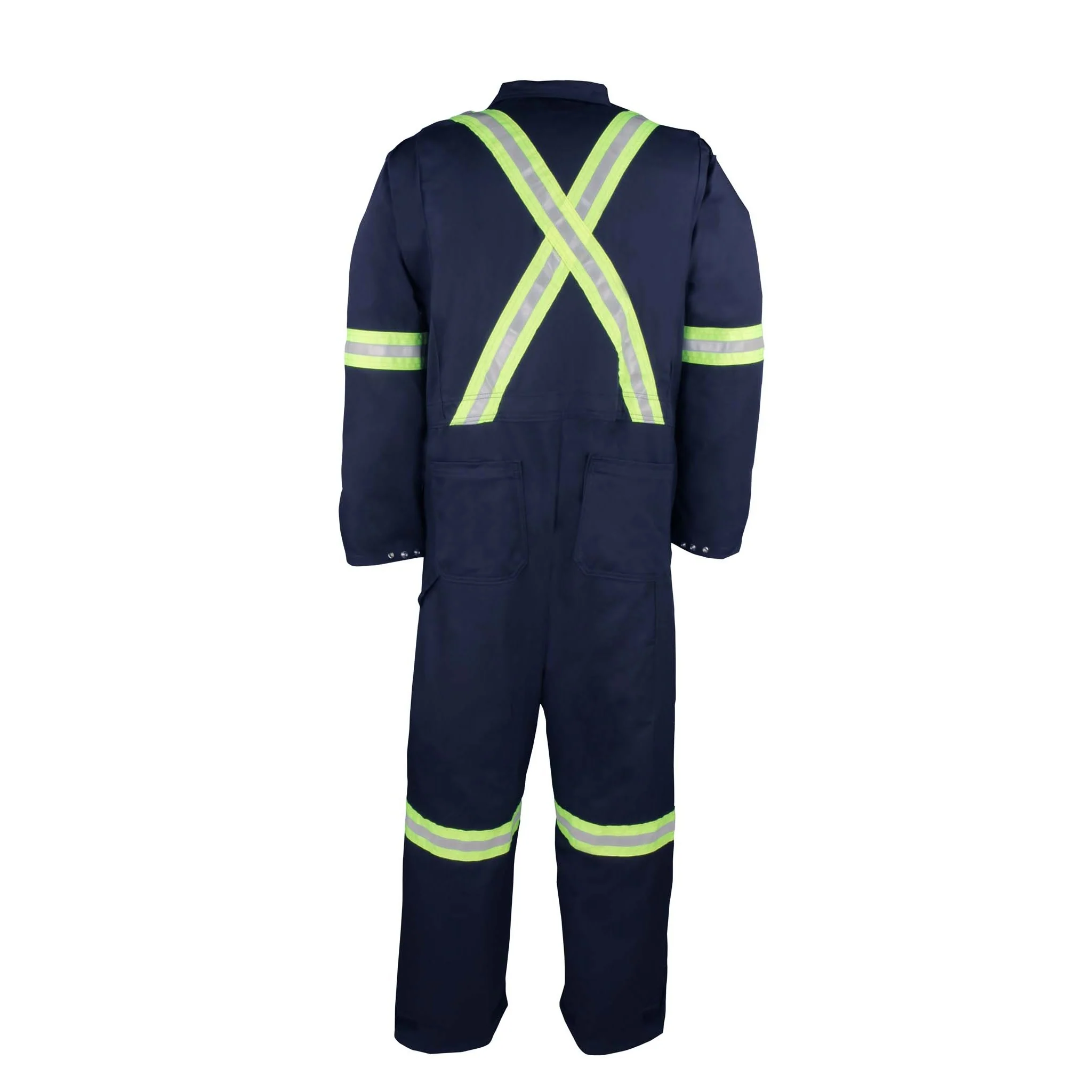 100% Cotton Industrial Work Coverall with Reflective Tape - Navy - Image 2