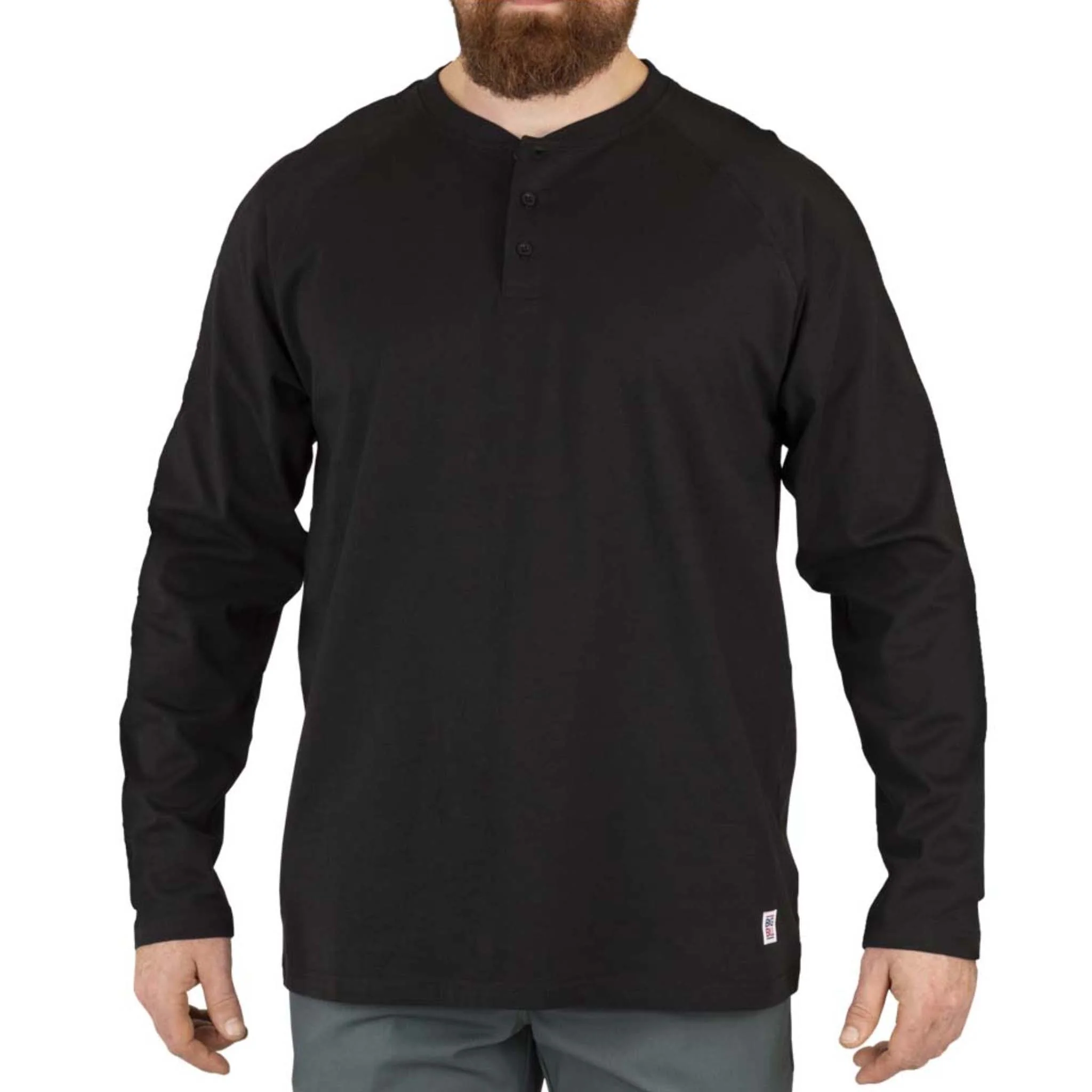 BIG BILL® Heavyweight Long Sleeve Henley T-shirt - Black - Image 3