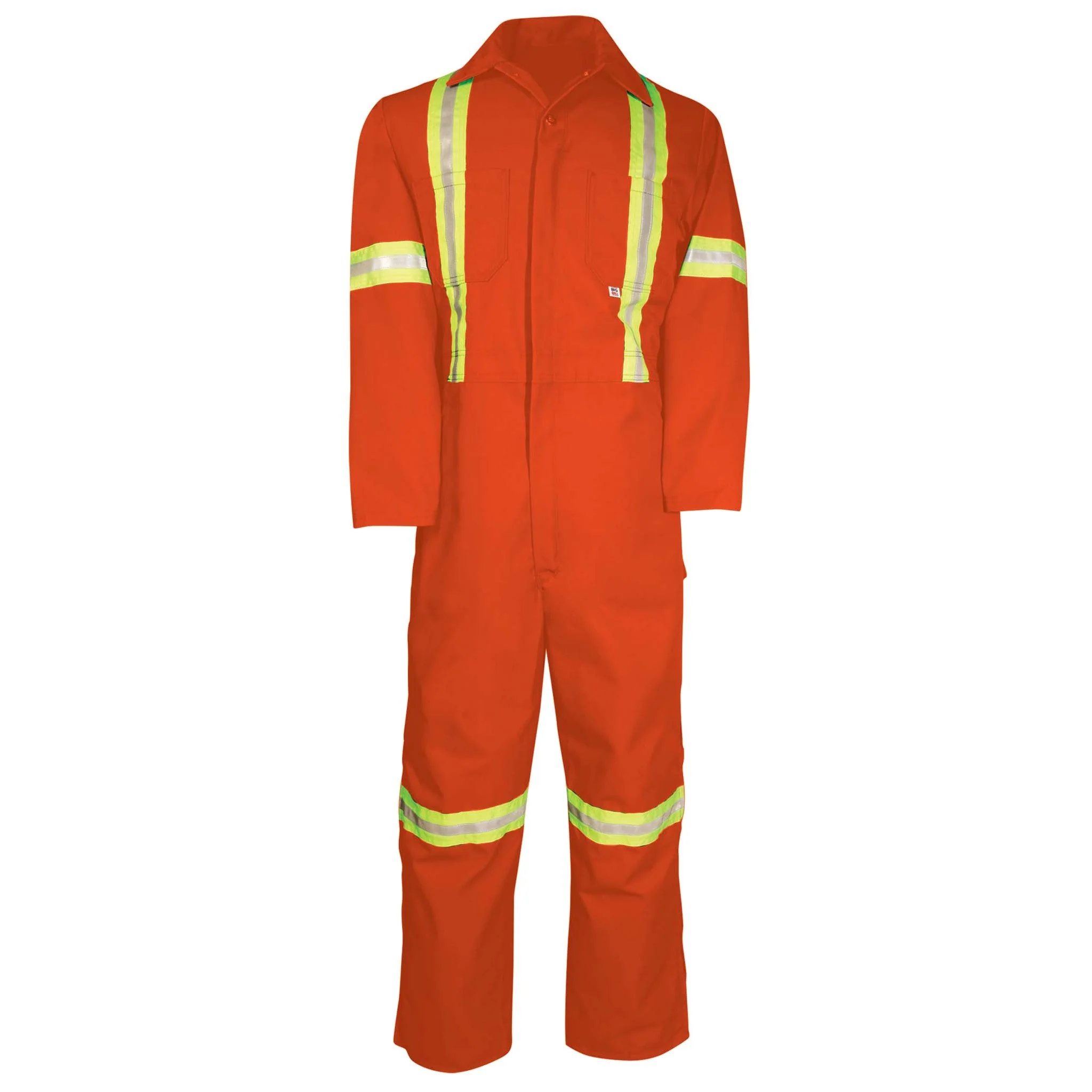 Deluxe Work Coverall with Reflective Tape and Leg Zipper - Orange