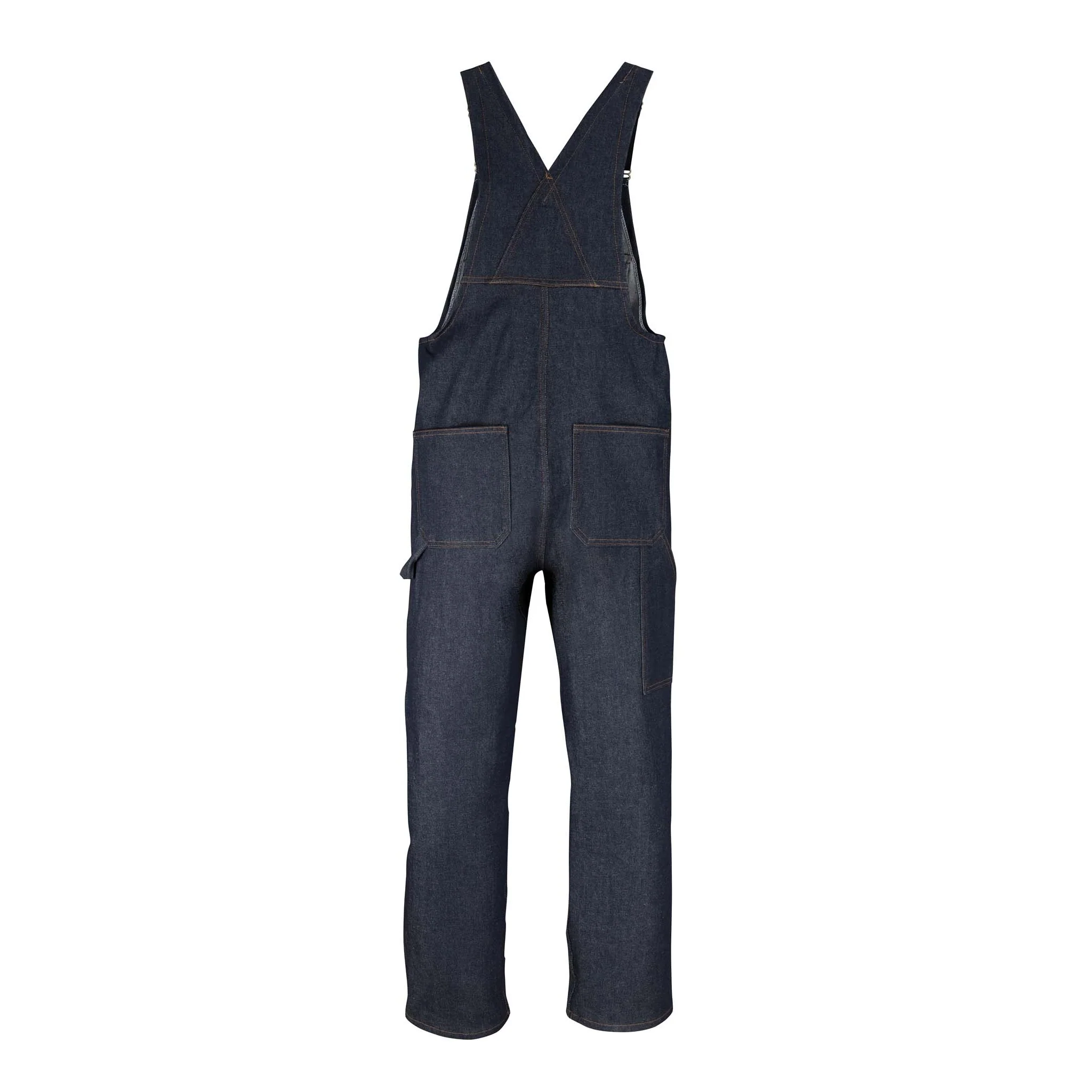 Denim Bib with Zip Front Closure - Navy - Image 2