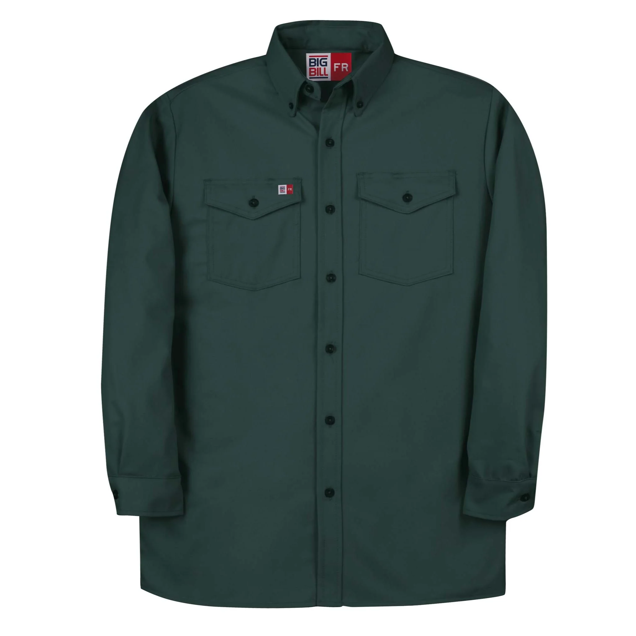 FR Button-Down Industrial Work Shirt - Dark green