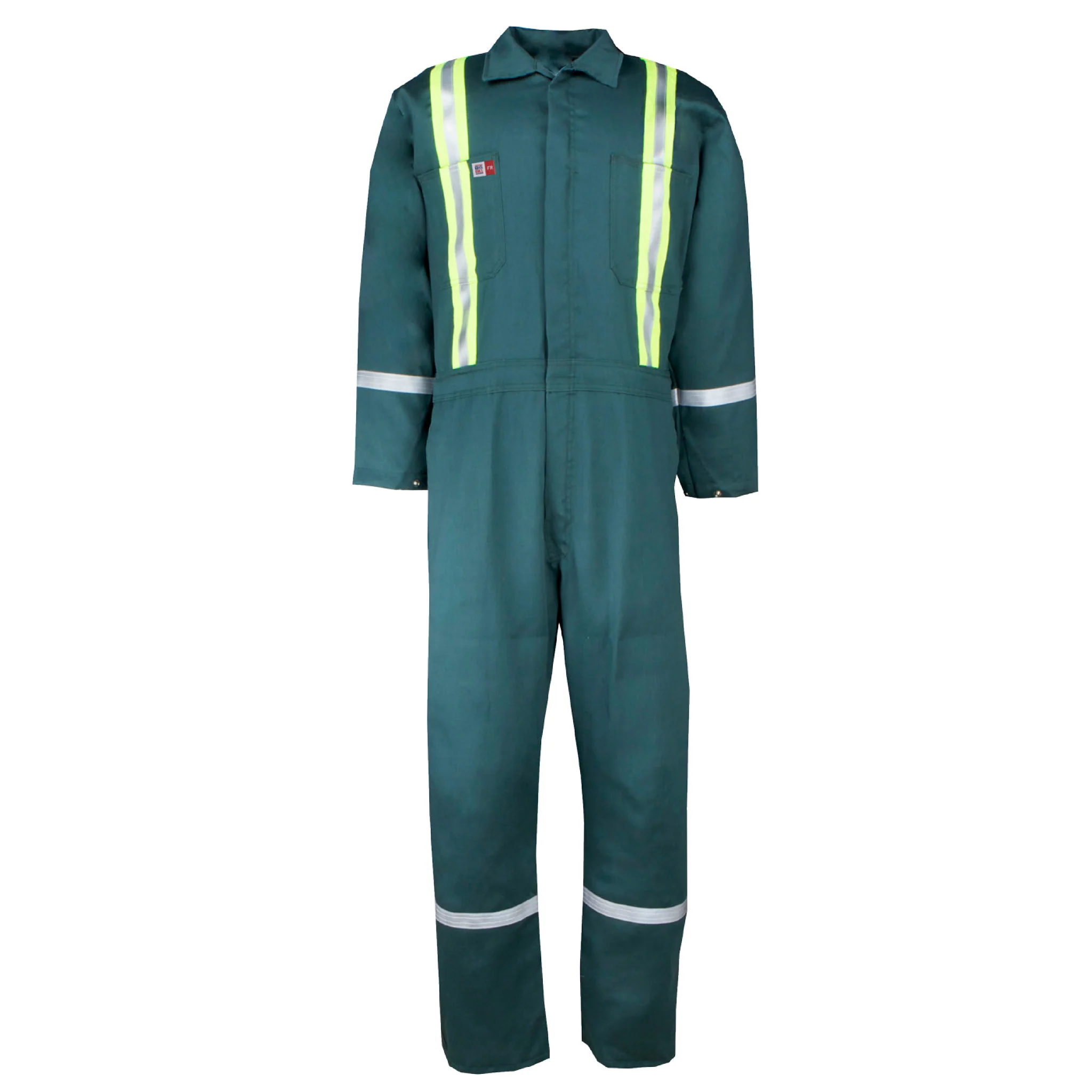 FR Unlined Work Coverall with Reflective Tape - Dark green