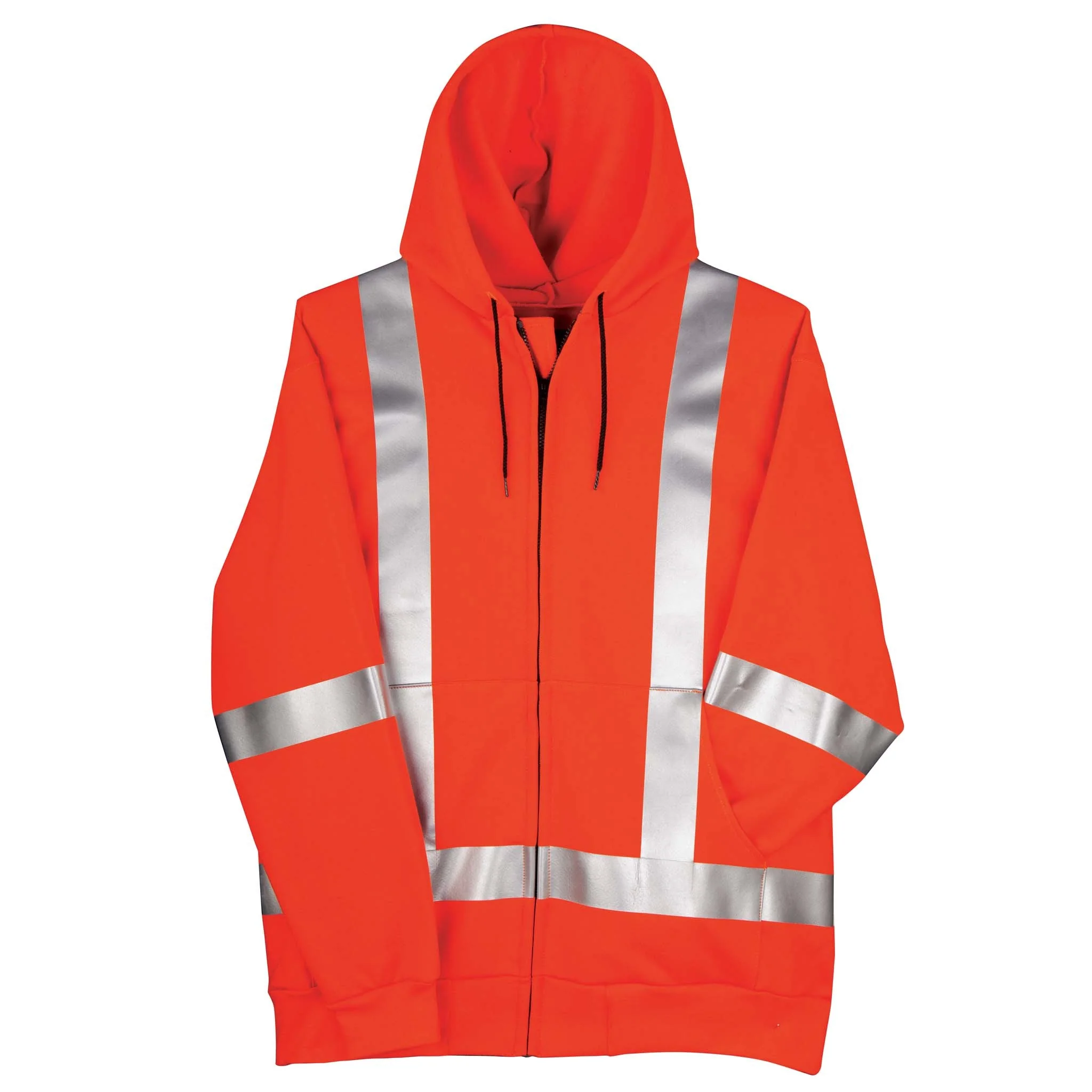 Hi-Vis FR Zip-Front Wind Resistant Hooded Sweatshirt - Orange