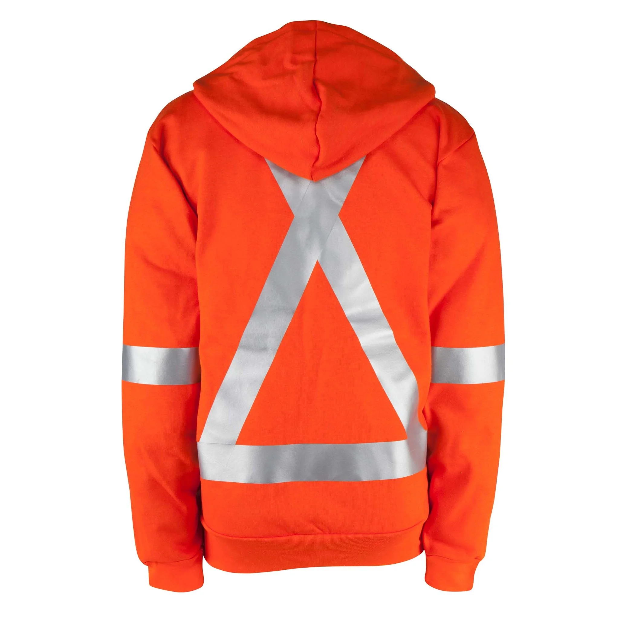 Hi-Vis FR Zip-Front Wind Resistant Hooded Sweatshirt - Orange - Image 2