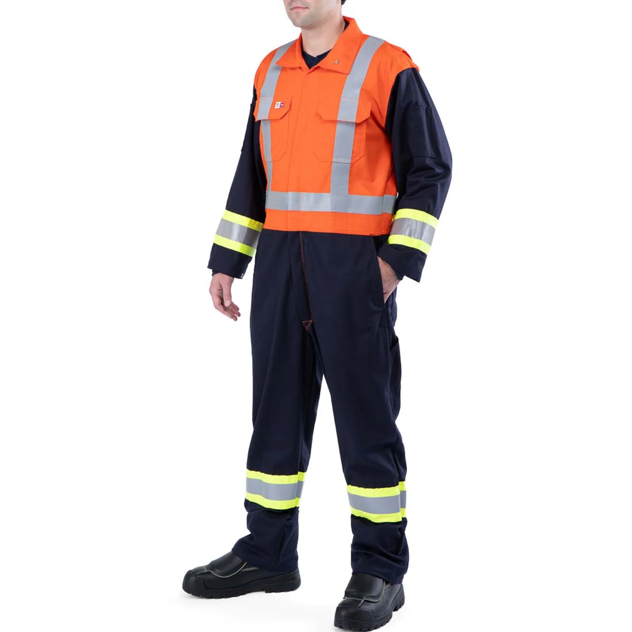 High-Vis Two-Tone Unlined FR Coverall - Orange - Image 3