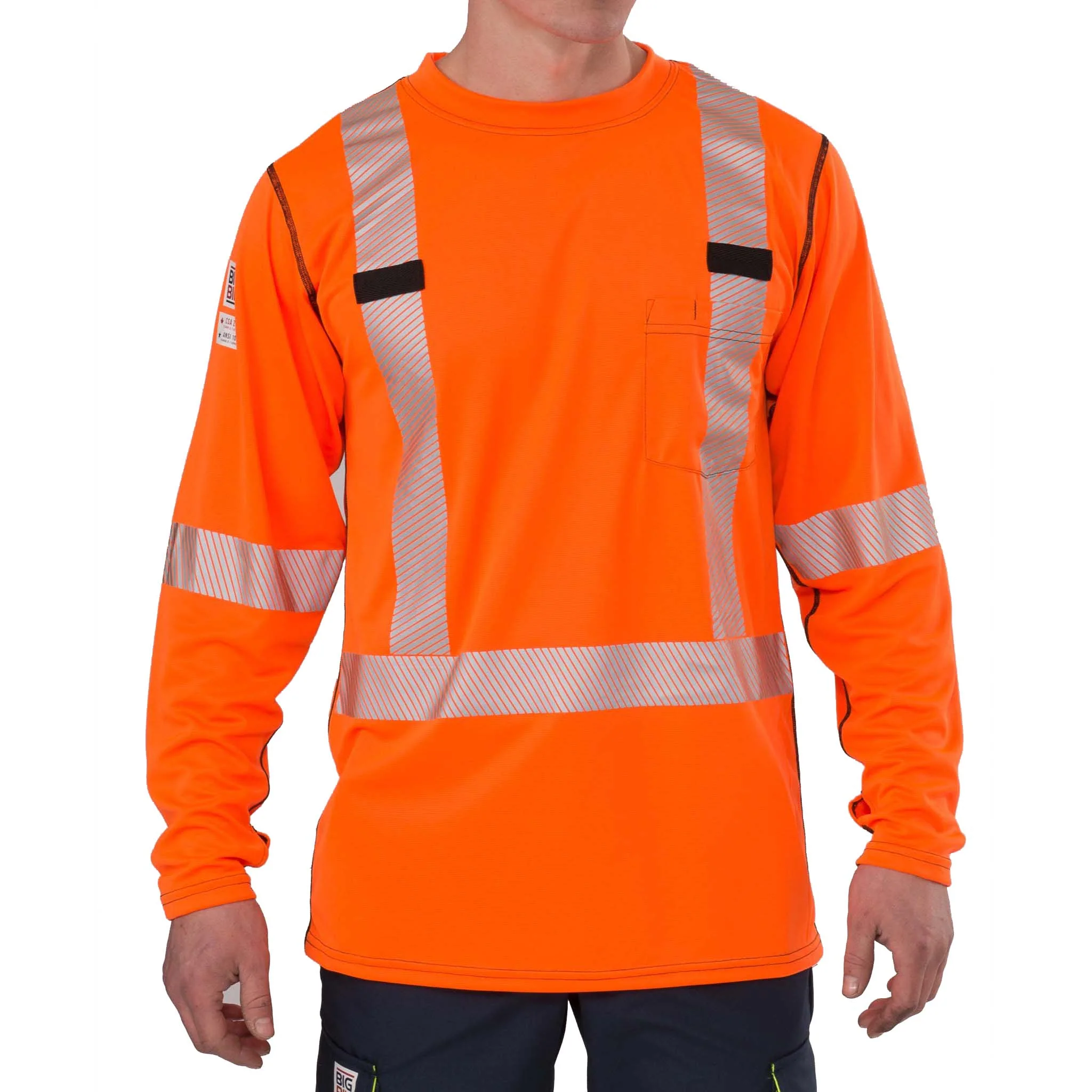 High Visibility Long-Sleeve Athletic Performance T-shirt - Orange - Image 3