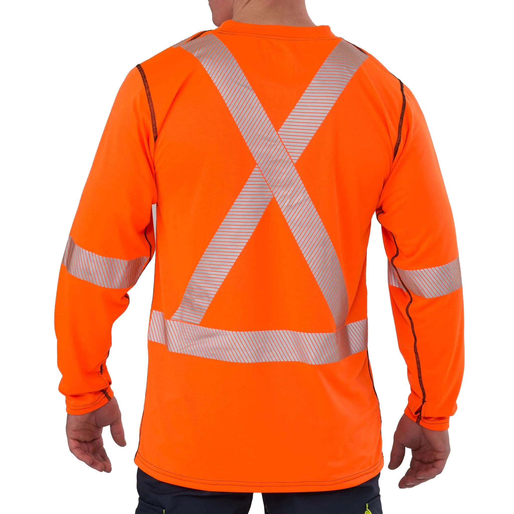 High Visibility Long-Sleeve Athletic Performance T-shirt - Orange - Image 4