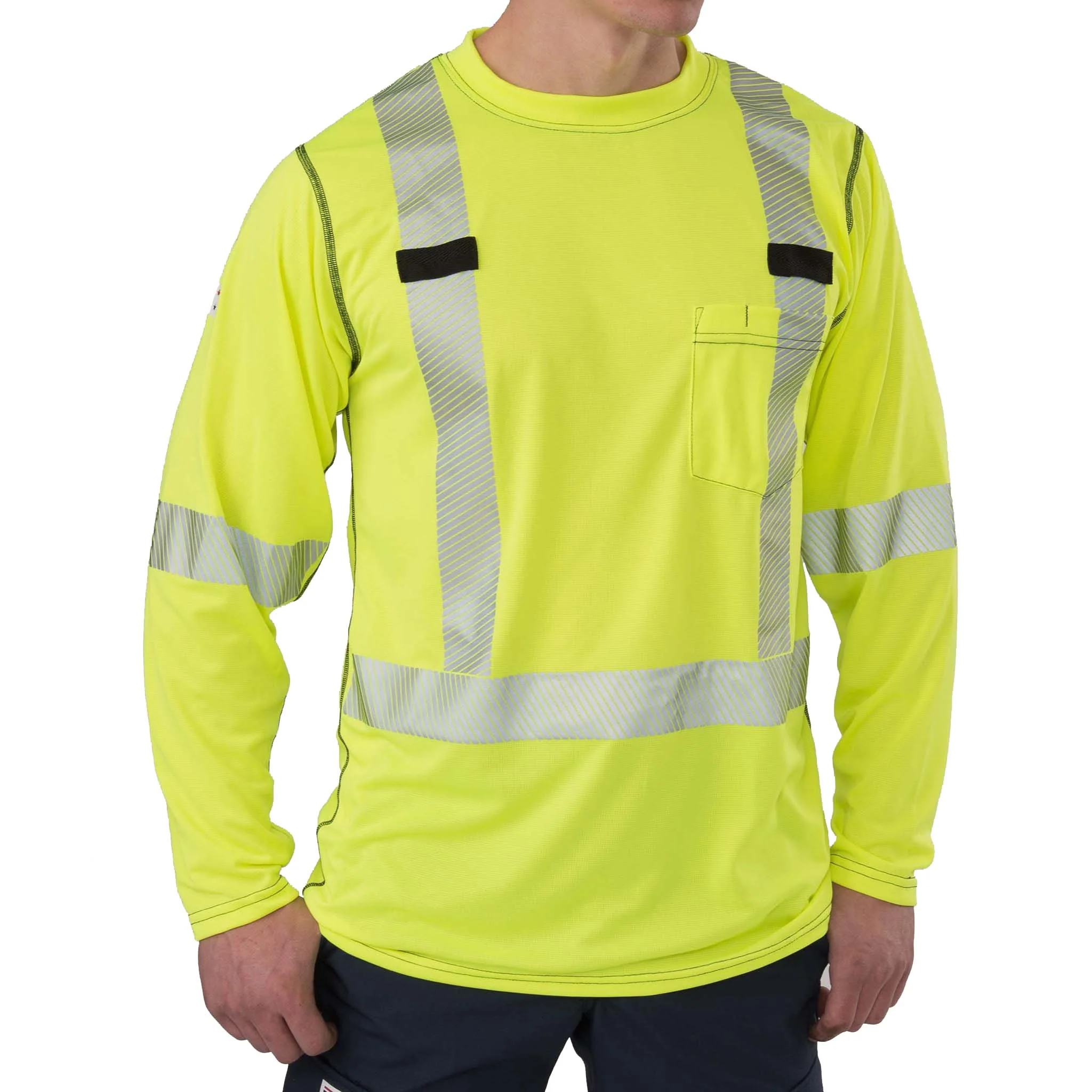 High Visibility Long-Sleeve Athletic Performance T-shirt - Yellow - Image 3