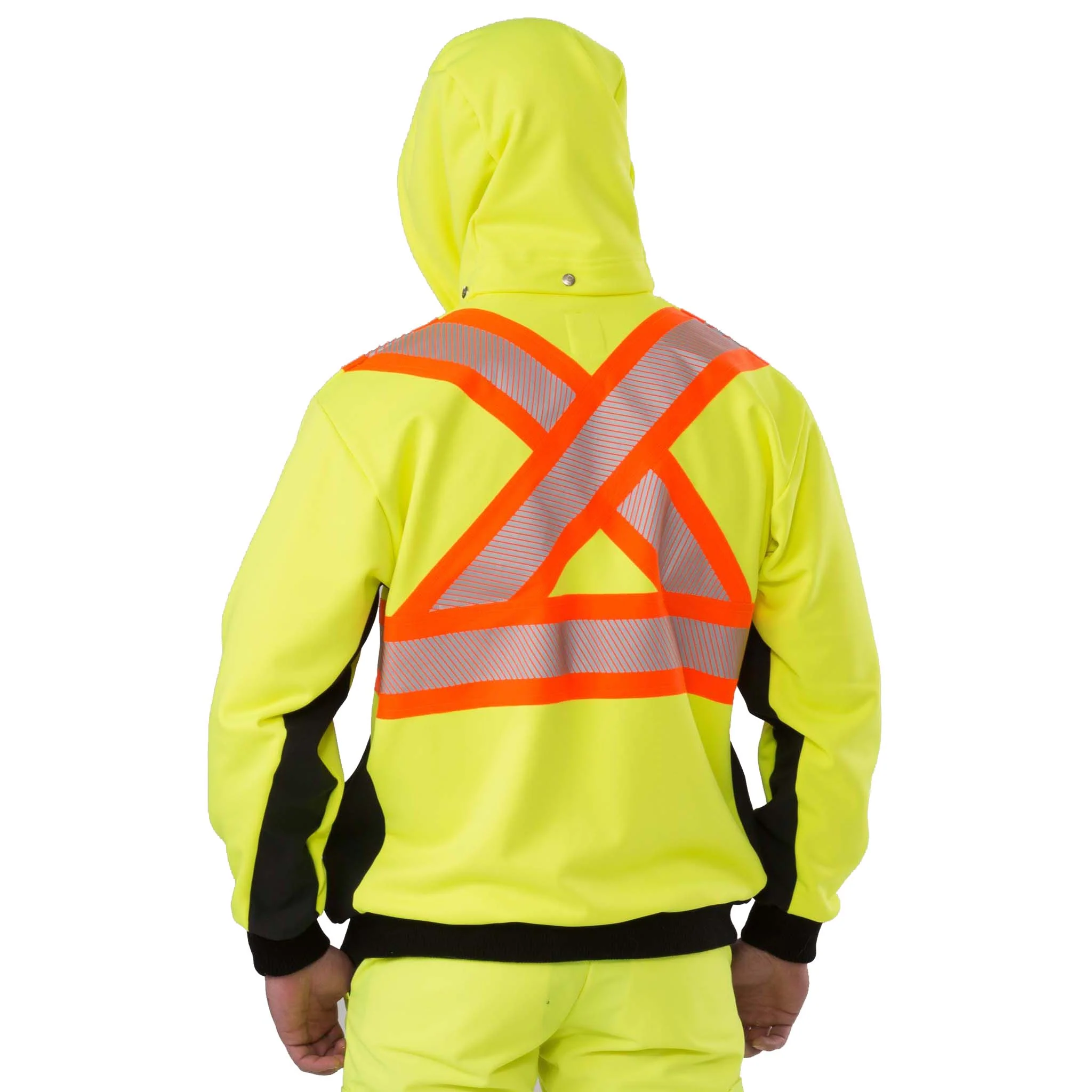 High Visibility Zip-Front Hoodie with Reflective Material - Yellow - Image 2