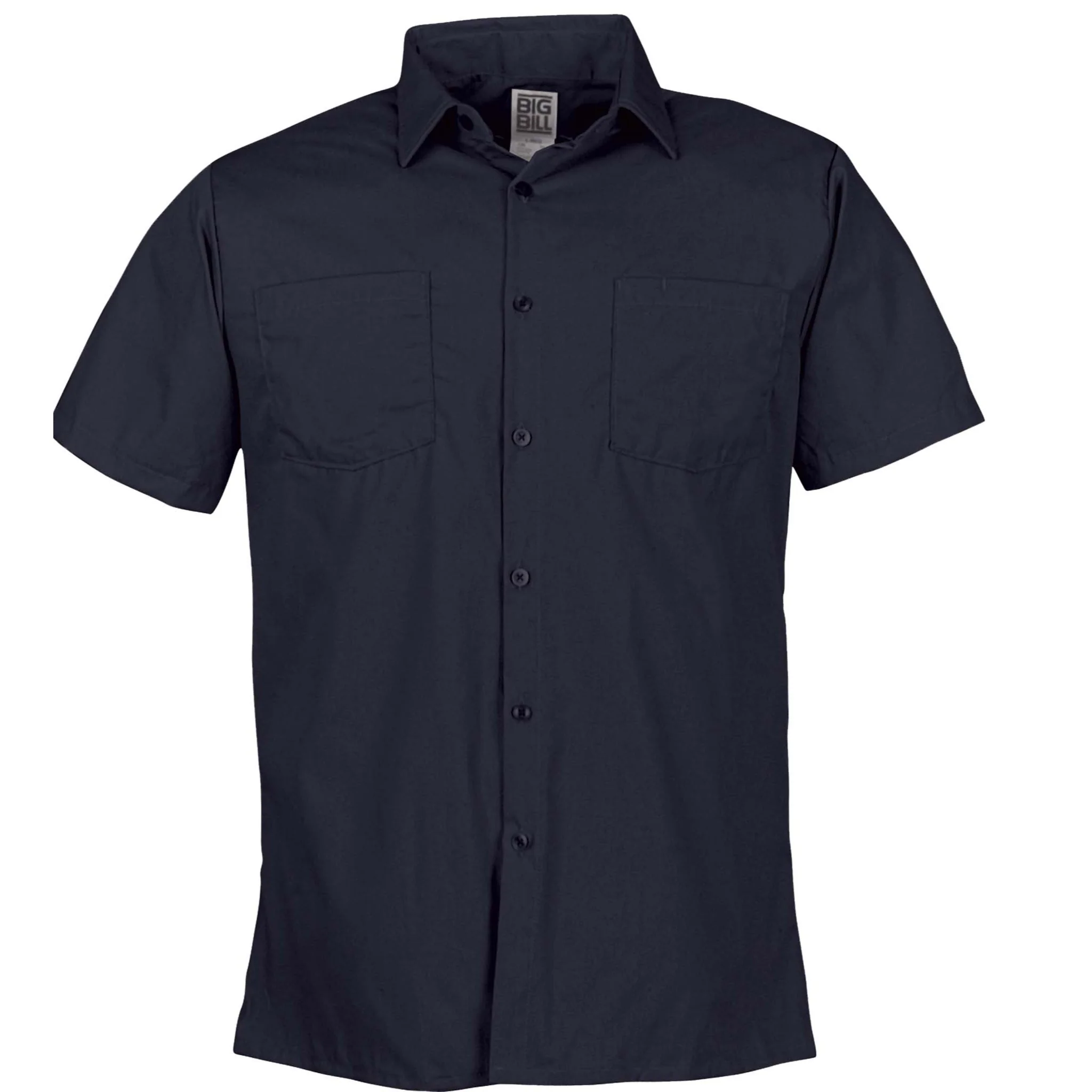 Lightweight Poplin Short-Sleeve Industrial Work Shirt - Navy