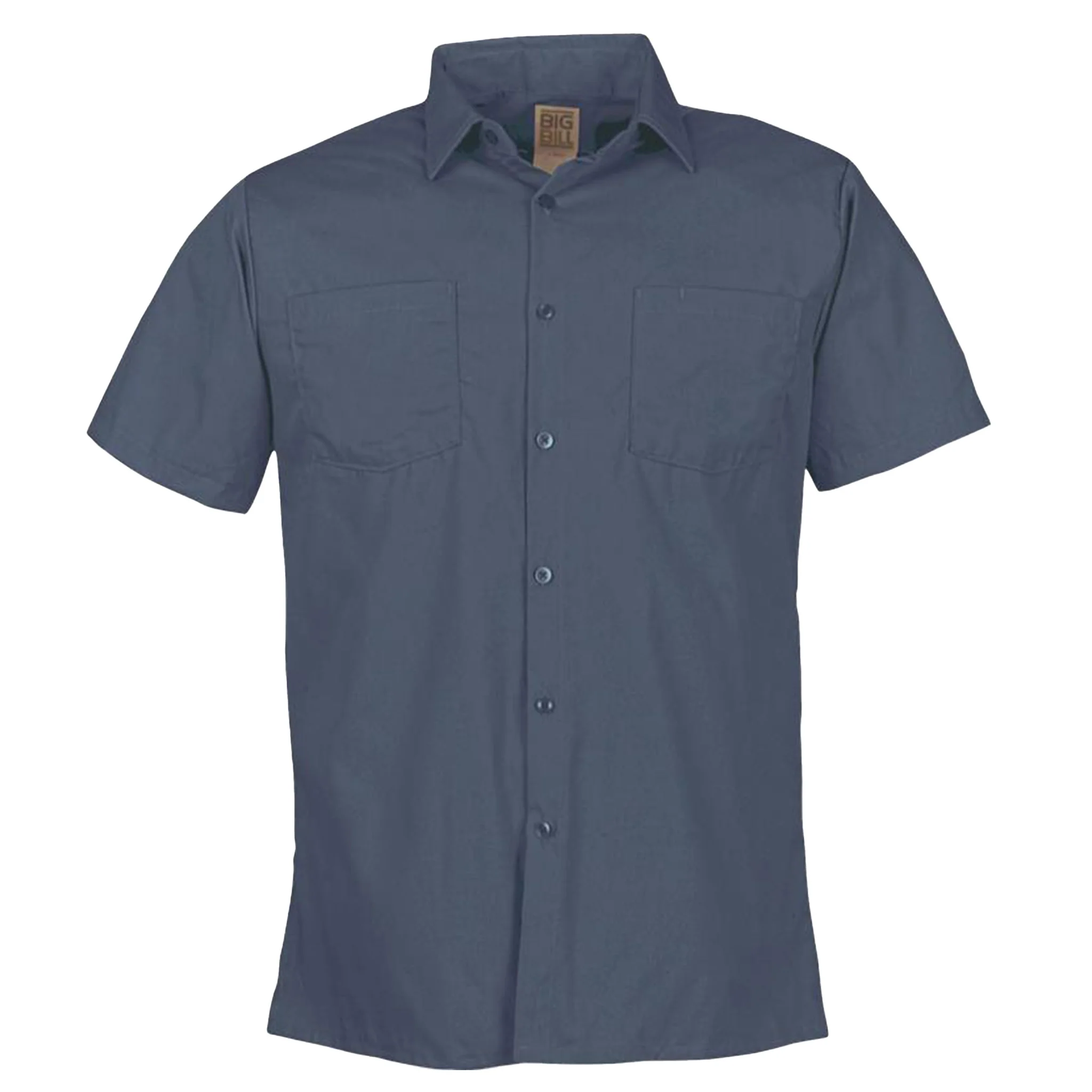 Lightweight Poplin Short-Sleeve Industrial Work Shirt - Post blue