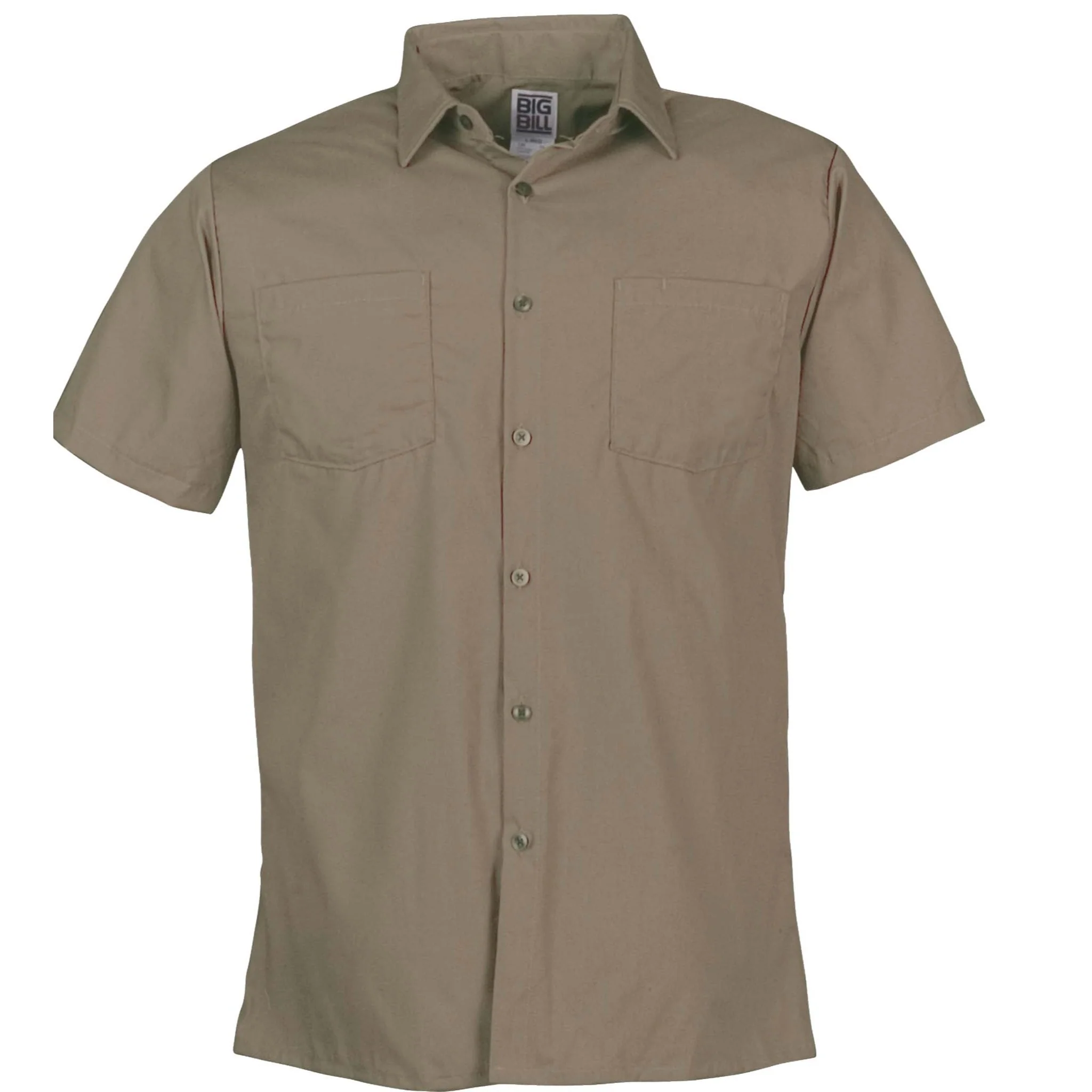 Lightweight Poplin Short-Sleeve Industrial Work Shirt - Tan