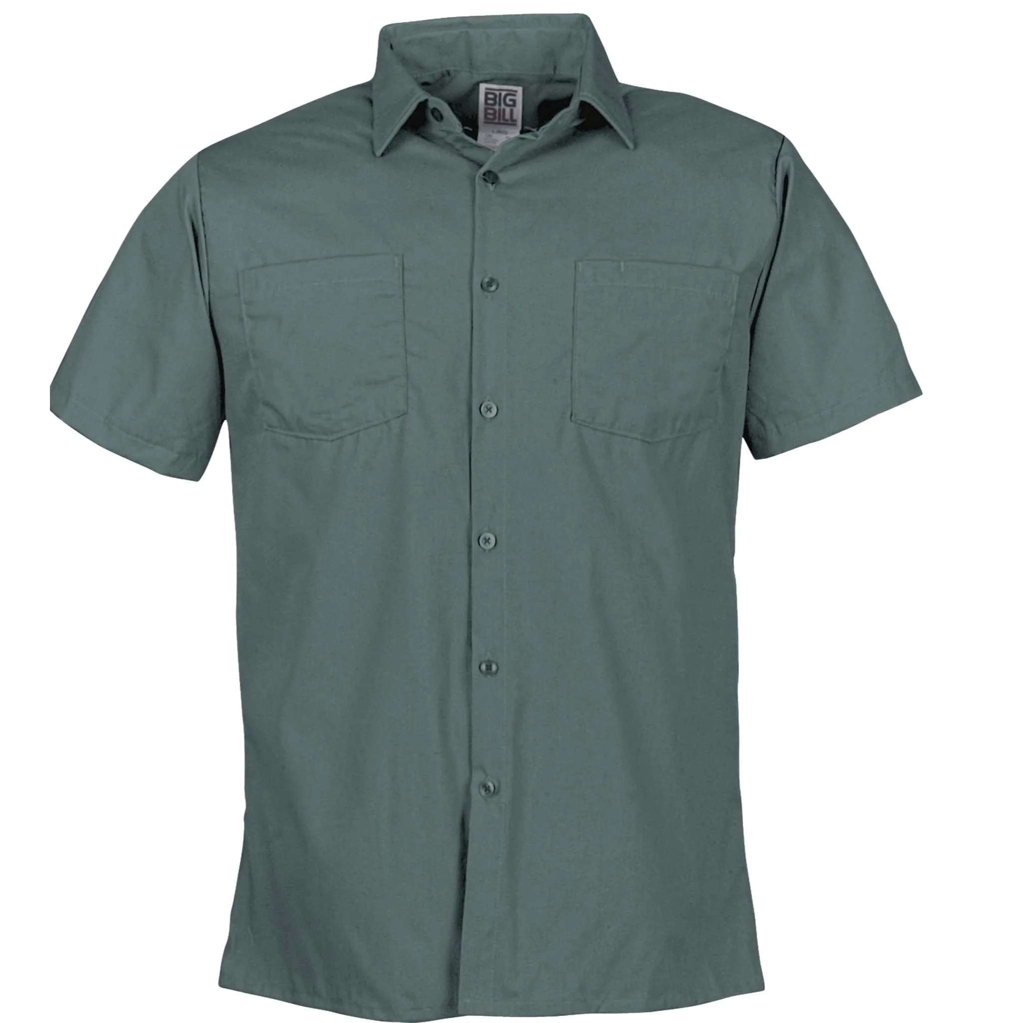 Lightweight Poplin Short-Sleeve Industrial Work Shirt - Light Green