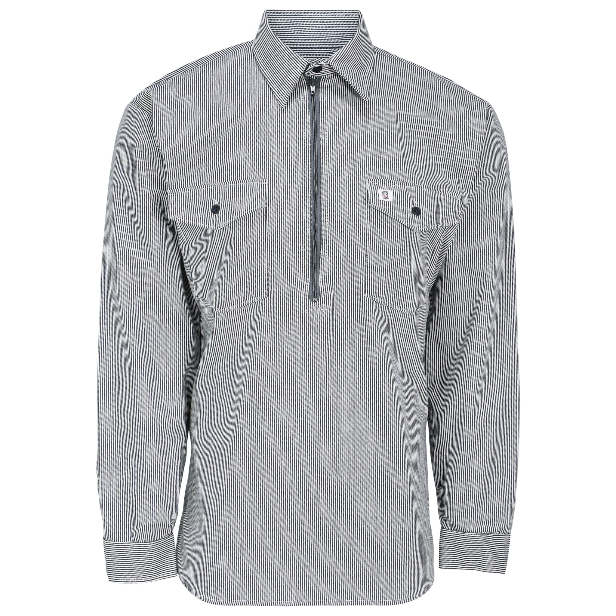 Long-Sleeve Hickory Shirt with Half-Zip - Hickory - Image 3