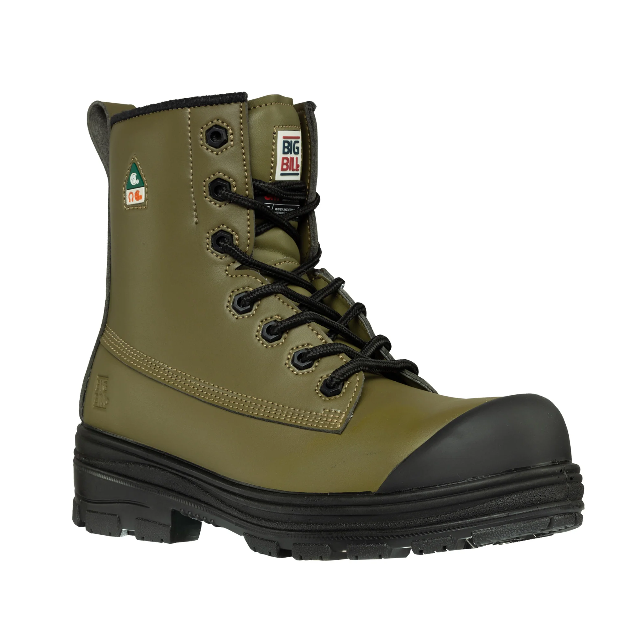 Men’s Vegan Metal Free Work Boots 8" - Military olive green - Image 3