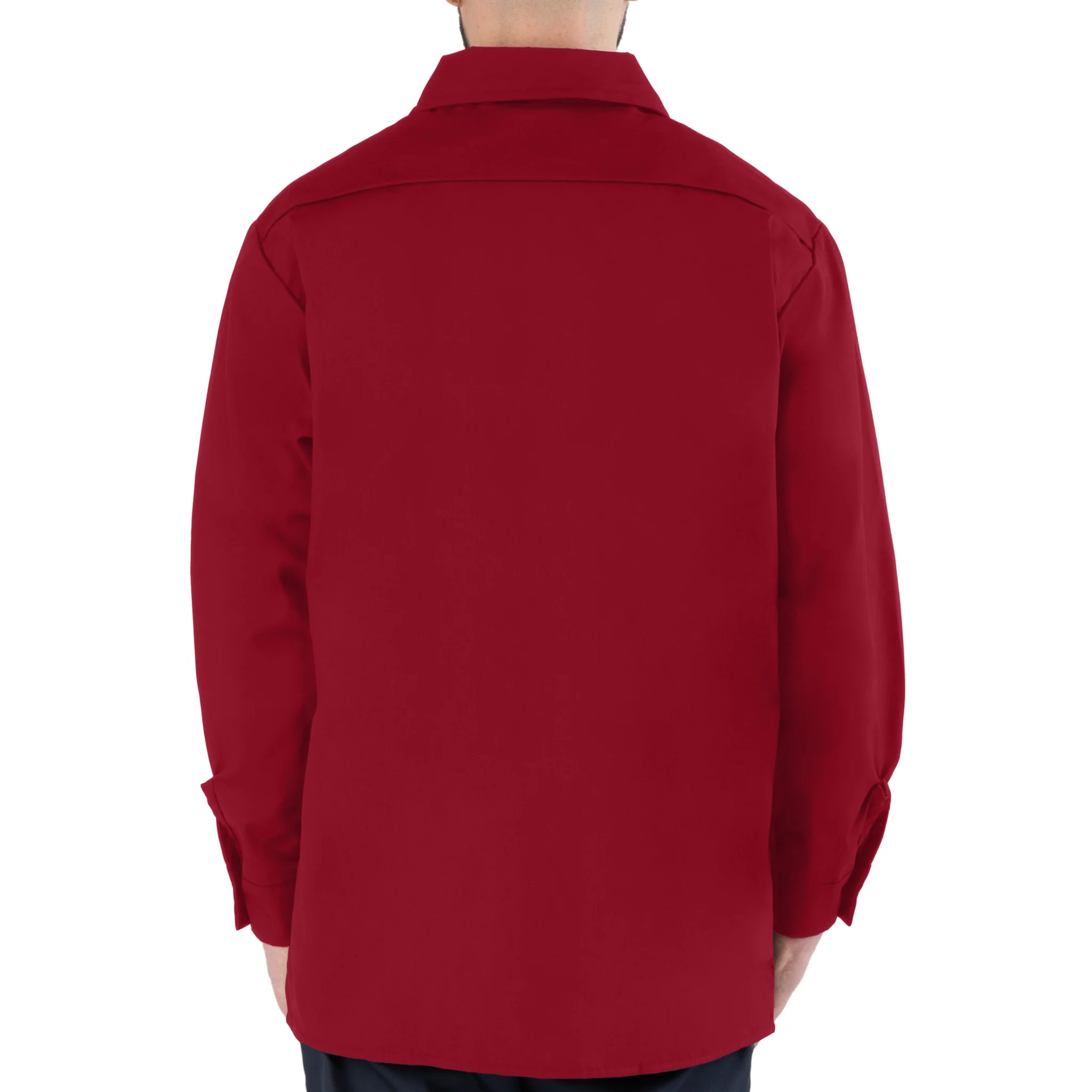 Poplin Long-Sleeve Industrial Work Shirt - Red - Image 2
