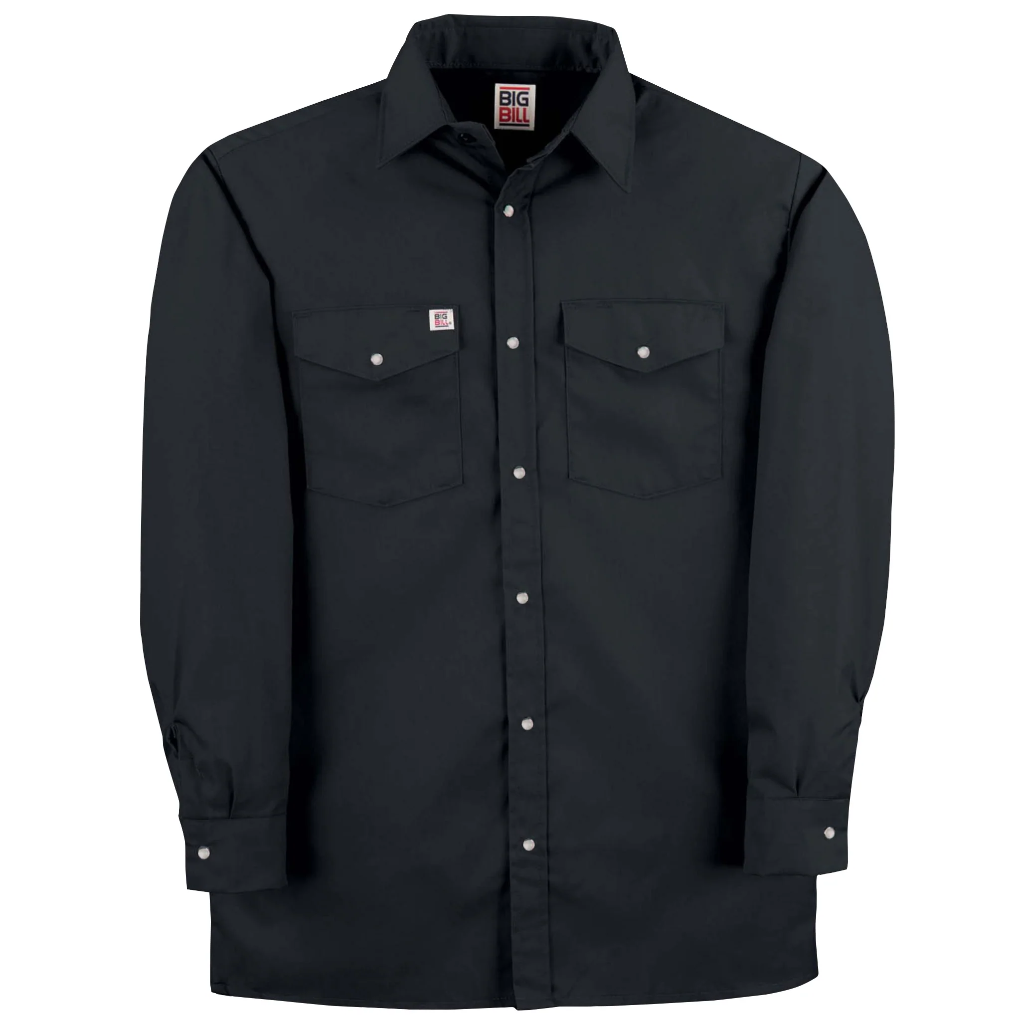 Premium Long-Sleeve Snap Front Work Shirt - Black