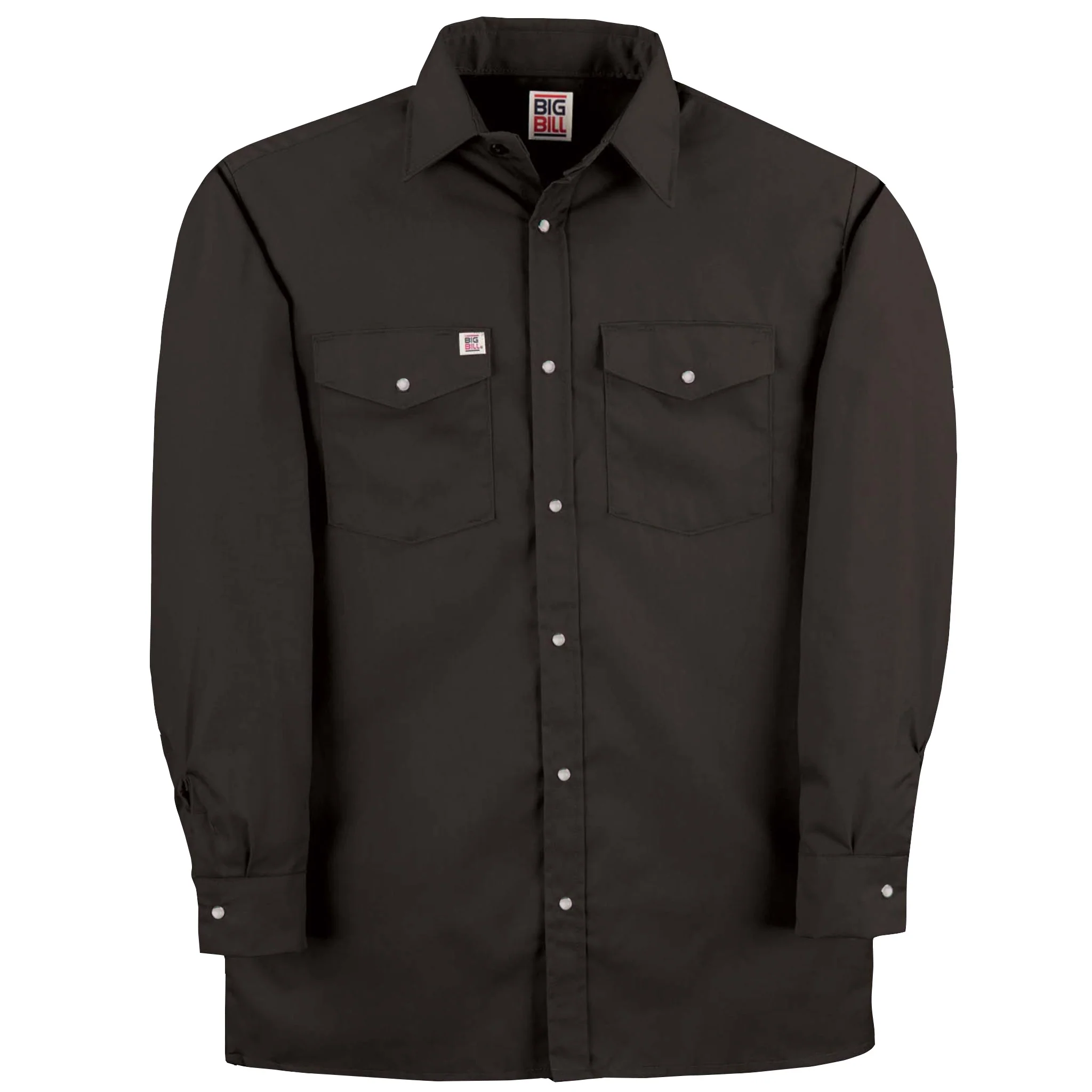 Premium Long-Sleeve Snap Front Work Shirt - Brown