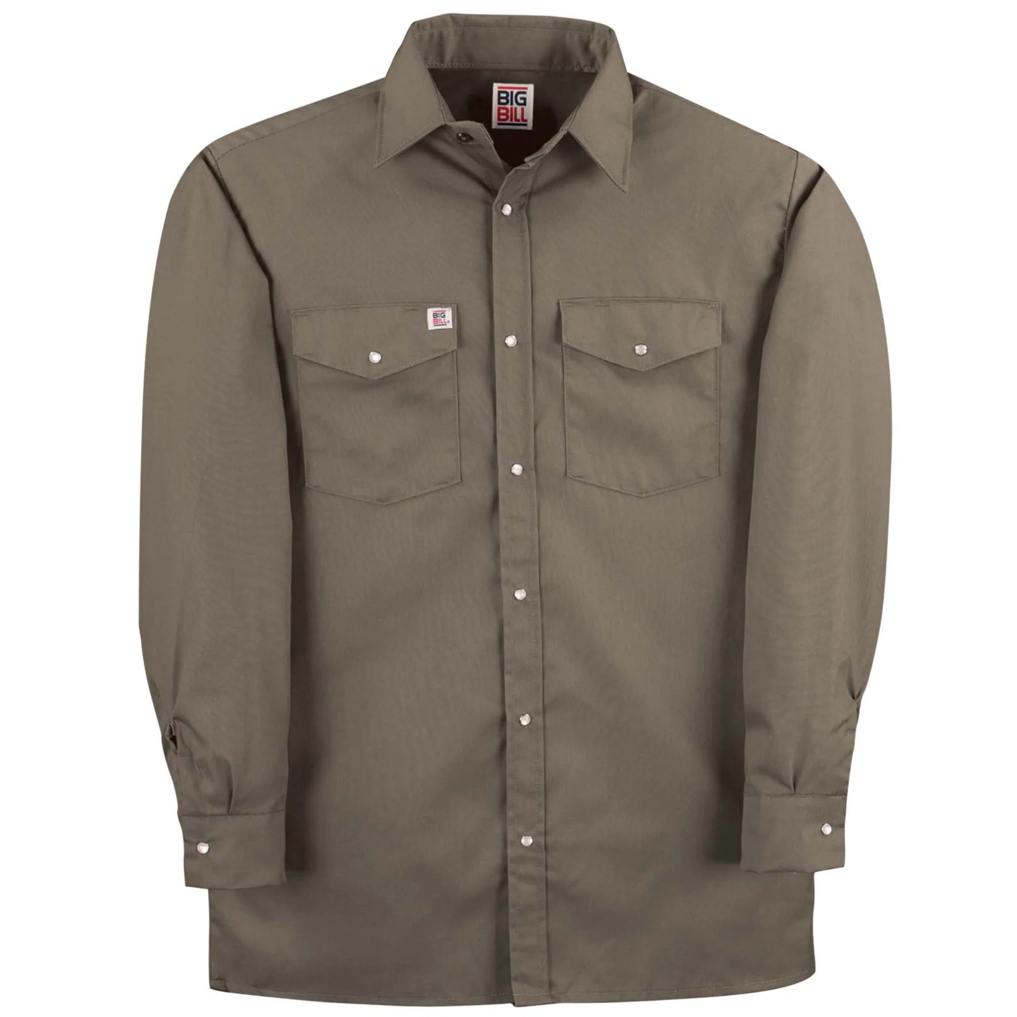 Premium Long-Sleeve Snap Front Work Shirt - Tan