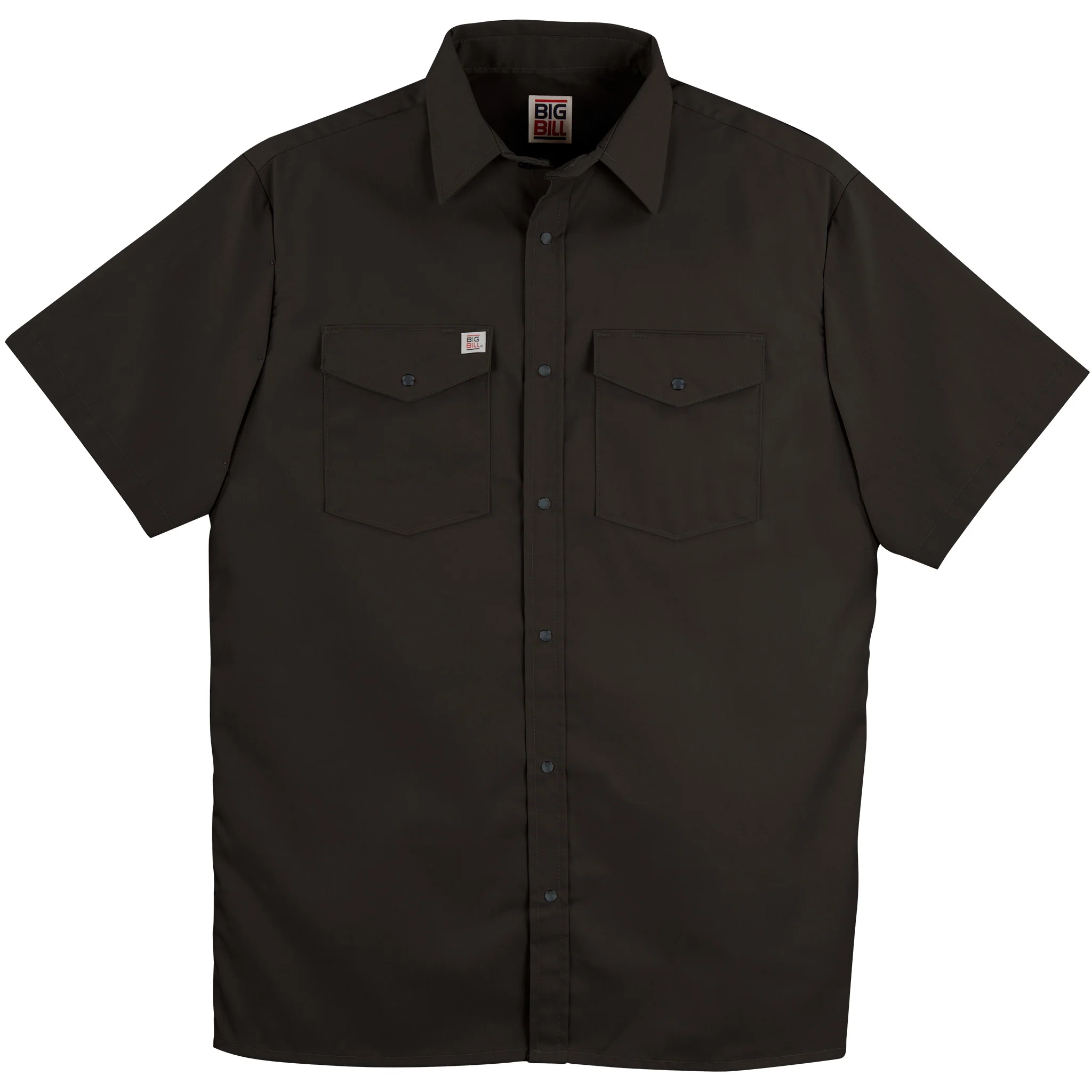 Premium Short-Sleeve Snap Front Work Shirt - Brown