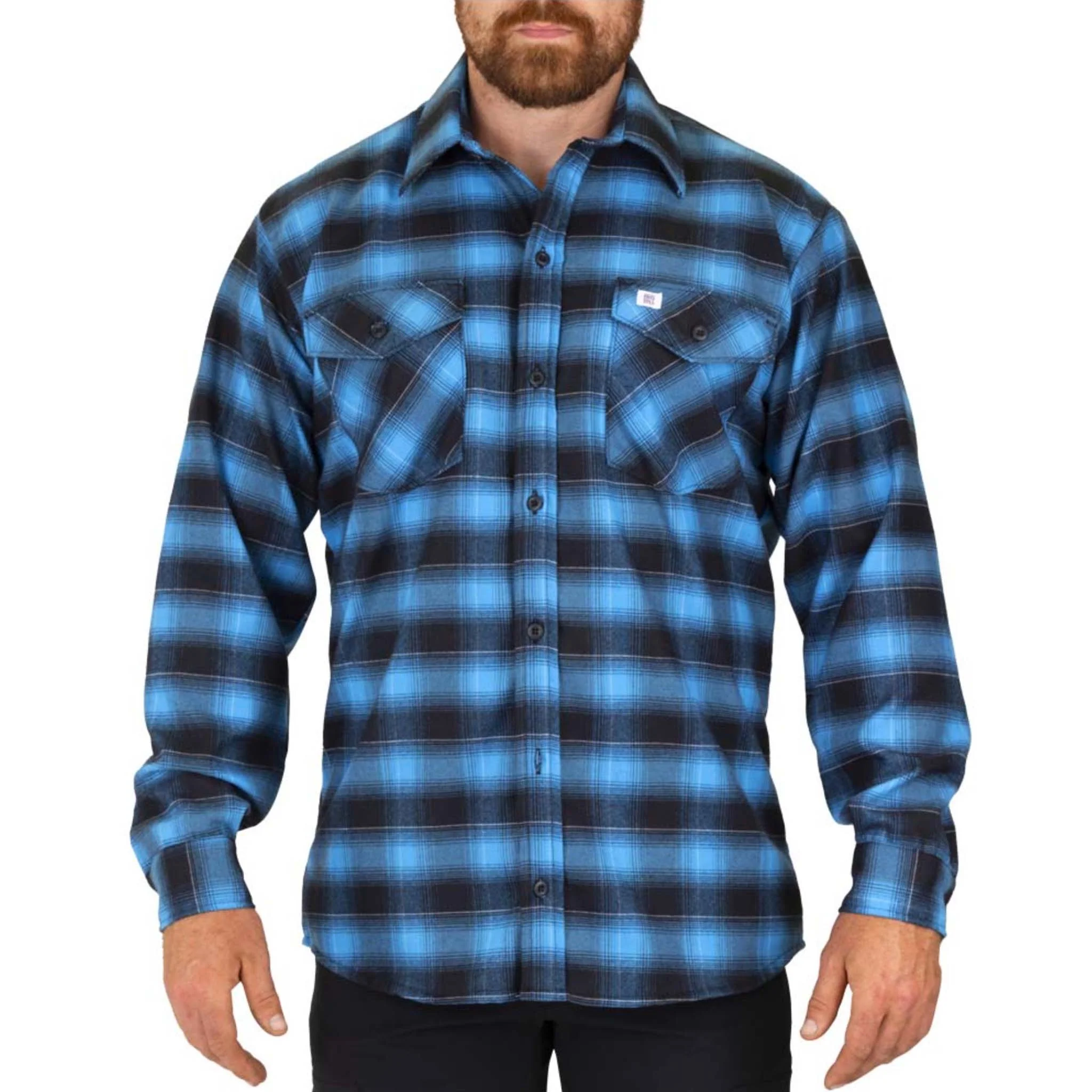 Stretch Flannel Shirt - Blue - Image 3