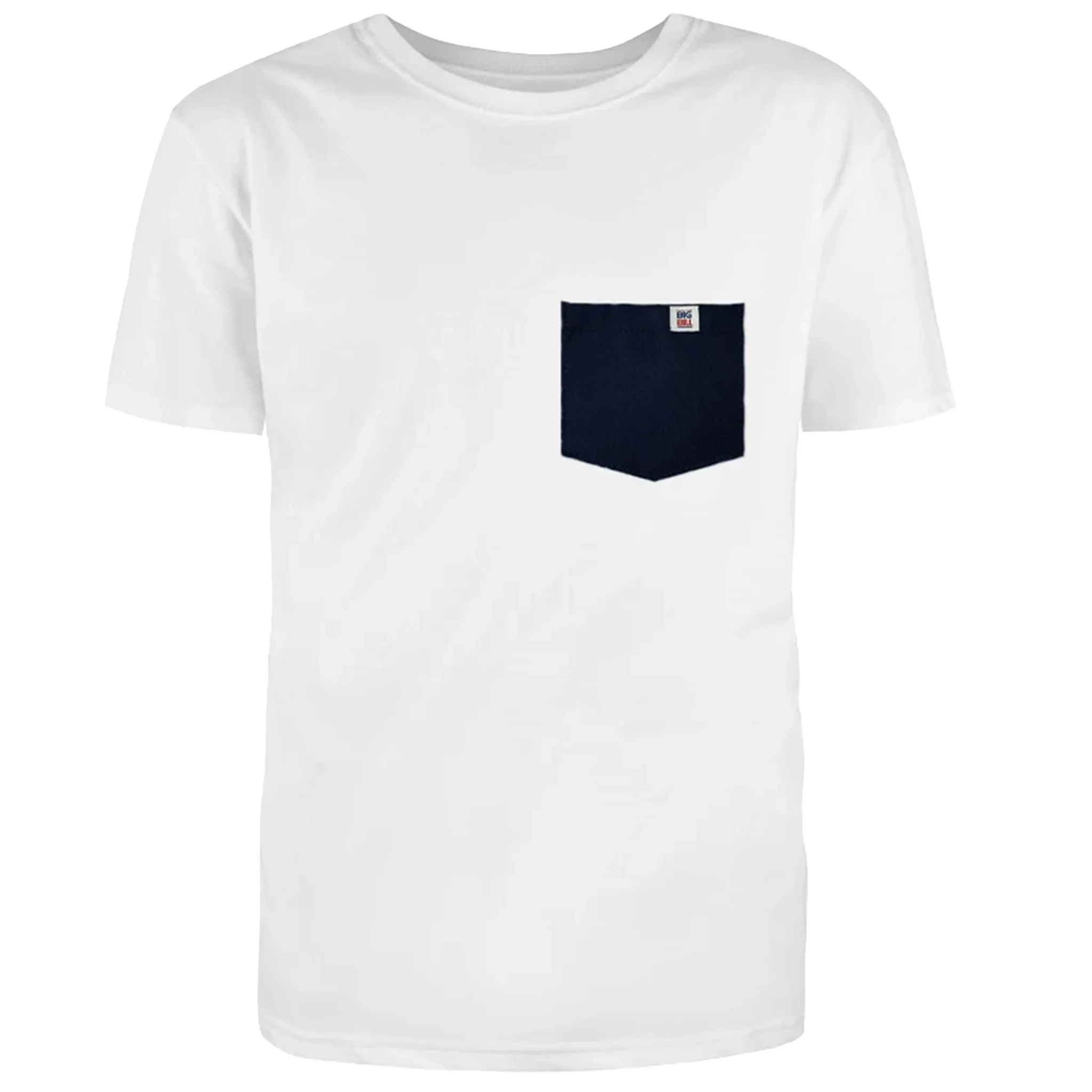 White T-shirt with Colored Pocket - Navy