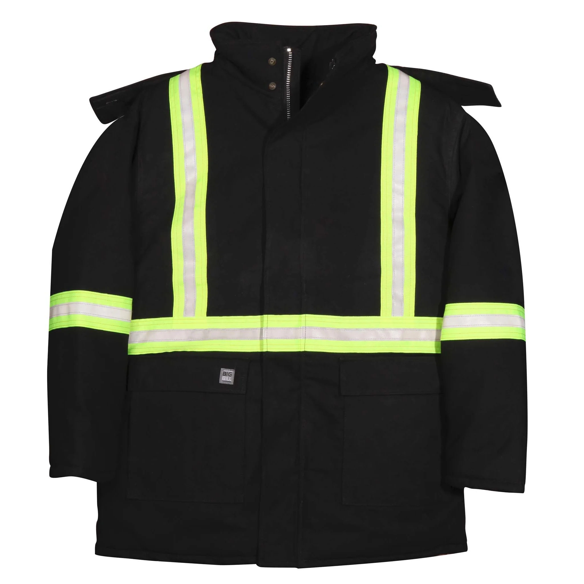 Winter Parka with Reflective Tape - Black