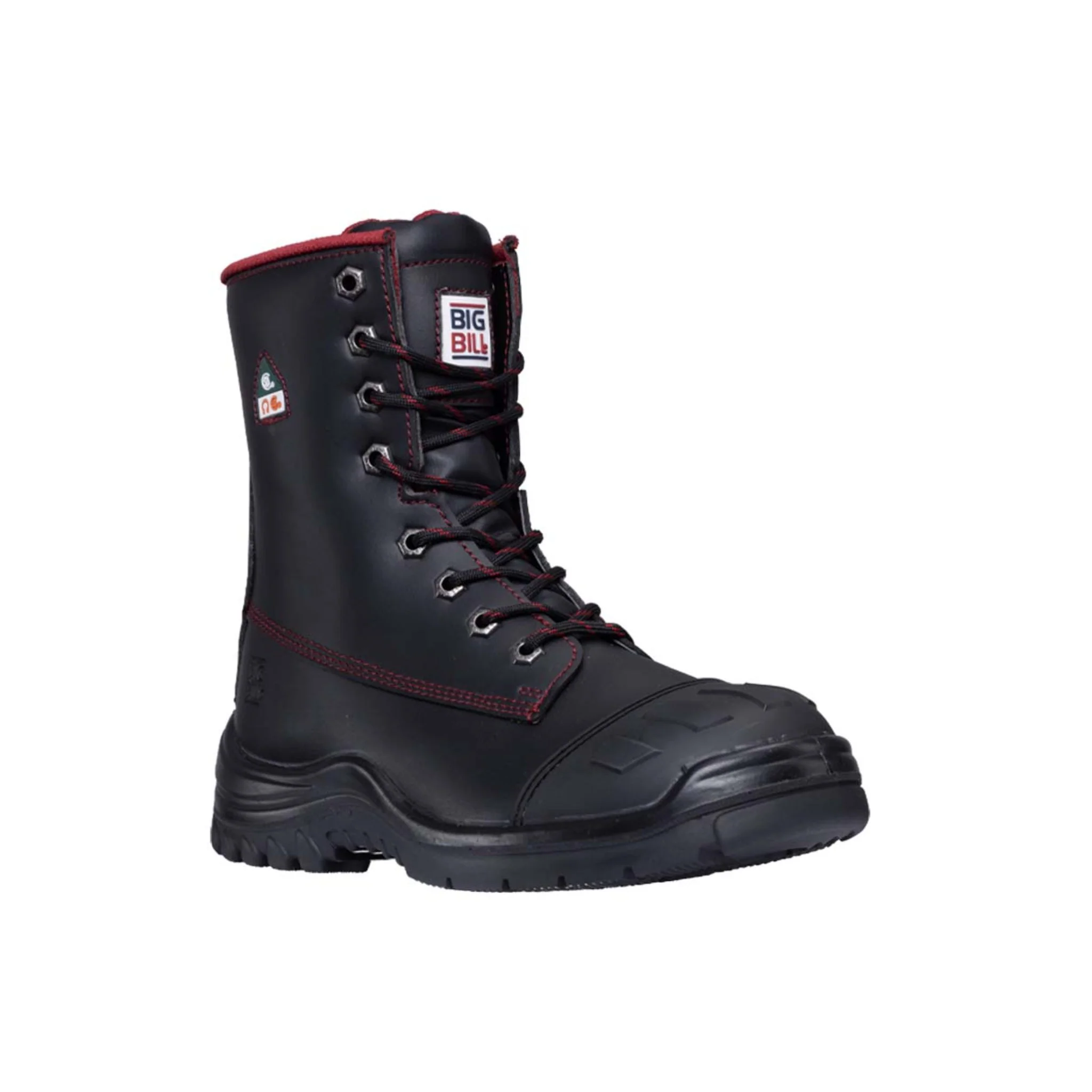 Women's Big Red Microfiber Work Boots 8" - Black - Image 3