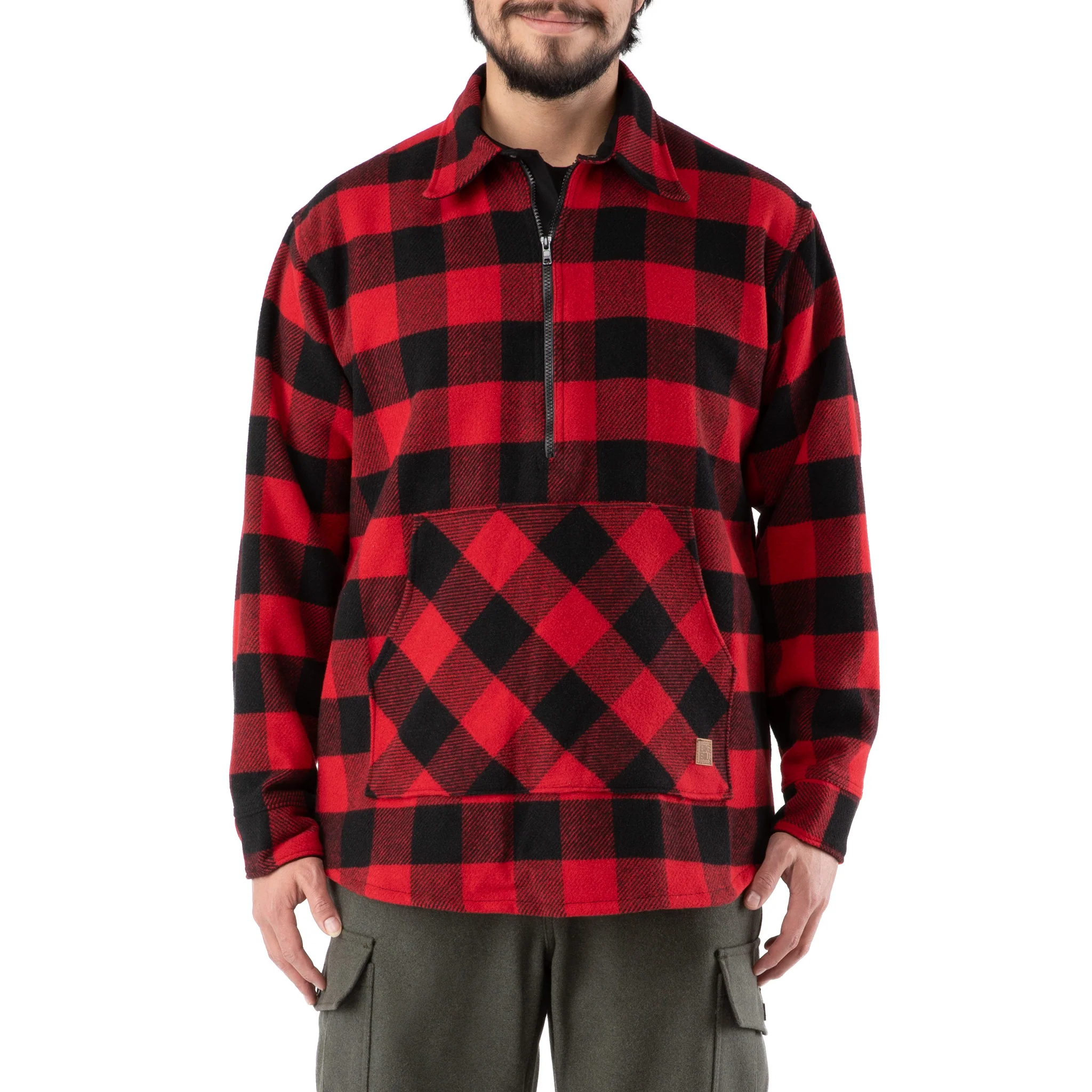 Wool Quarter-Zip Jac-Shirt - Red